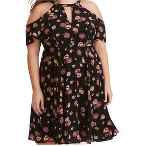 TORRID Women's Dress Cold Shoulder Mini  Floral Black Size 12